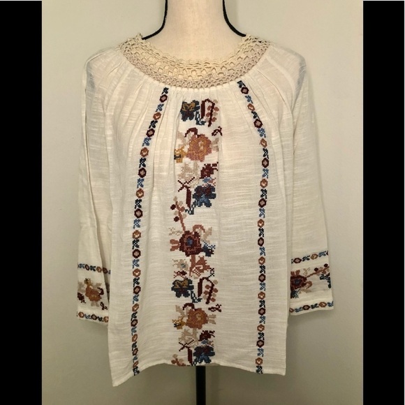 Love Sam 100% cotton blouse with embroidery - Picture 1 of 10